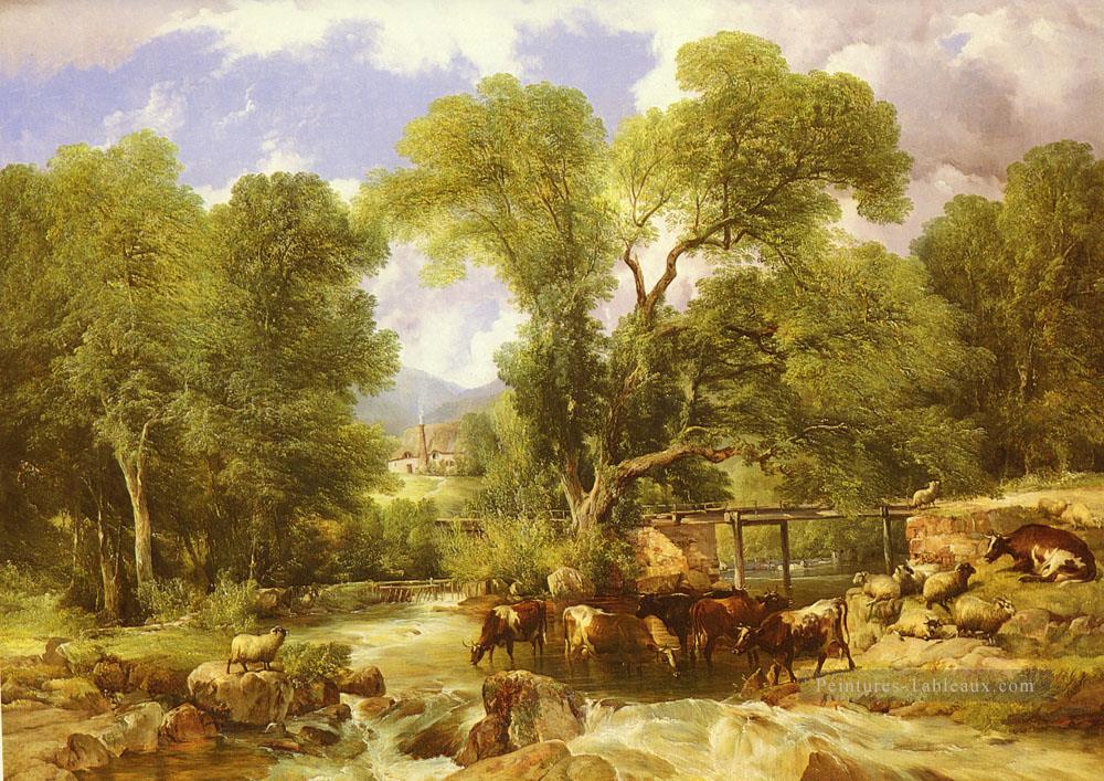 Un boisé Ford animaux de ferme bétail Thomas Sidney Cooper Peintures à l'huile